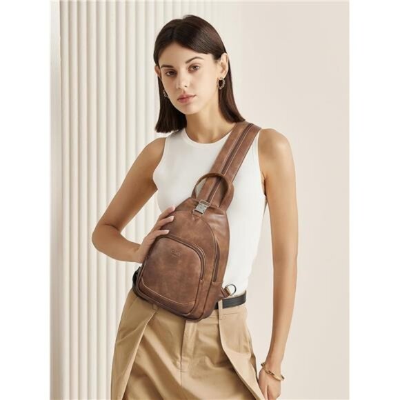 Sling Bag for Women Leather Women\'s Backpack Small Convertible Backpack